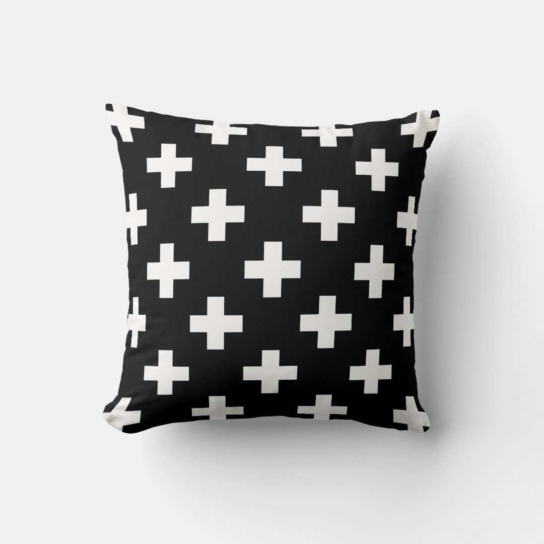 Black and White Swiss Cross Pillow Zazzle