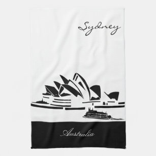 Black and White Sydney, Australia Kitchen Towel