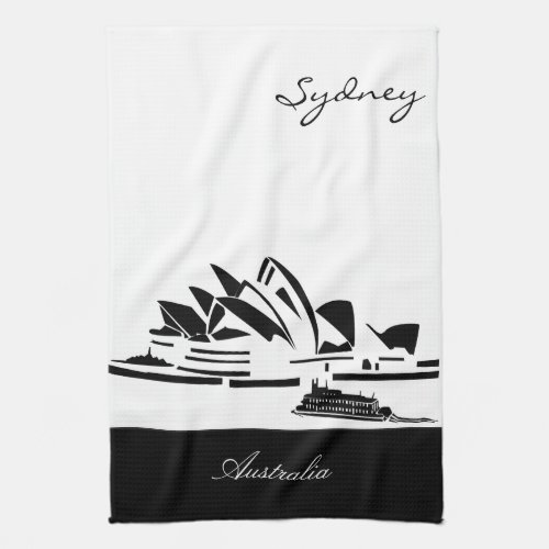 Black and White Sydney Australia Kitchen Towel