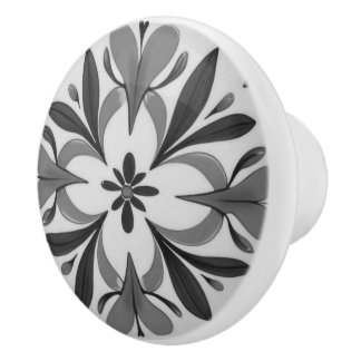 Black and White Symmetrical Abstract Mediterranean Ceramic Knob