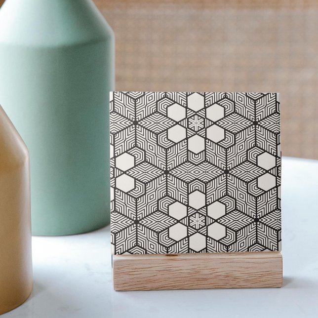 Black and White Symmetrical Geometric Mosaic Ceramic Tile (Creator Uploaded)