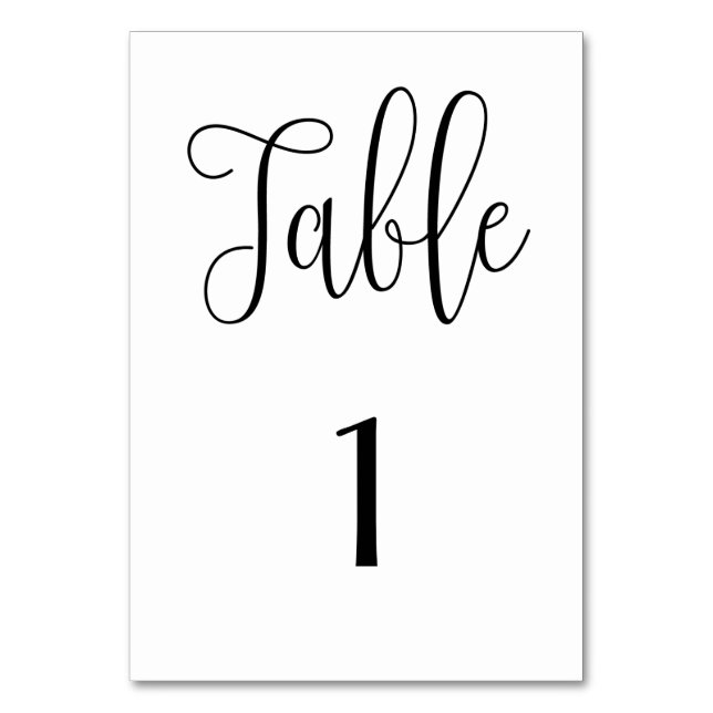 Black and white table number simple Modern wedding (Front)
