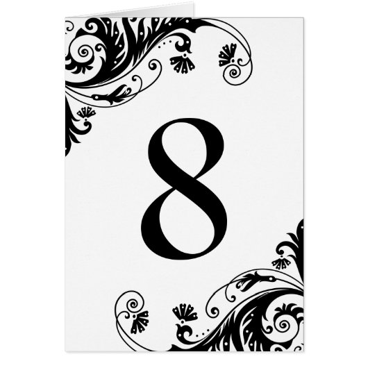 Black and White Table Seating Cards (Front)
