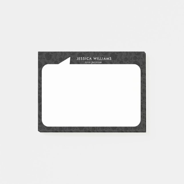 Black and white talk bubble Custom Name Post-it Notes (Front)