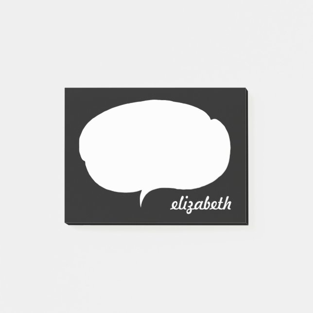 Black and White Talk Bubble Personalized Name Post-it Notes (Front)