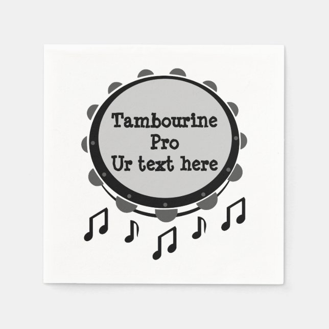 Black and White Tambourine Napkins (Front)