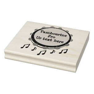 Black and White Tambourine Rubber Stamp