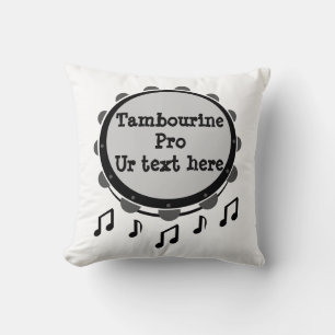 Black and White Tambourine Throw Pillow