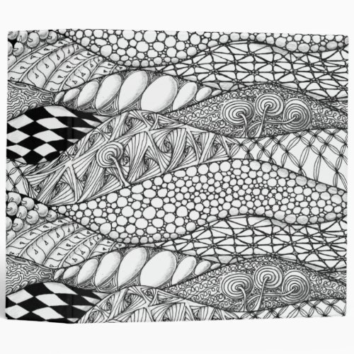 Black and White Tangled Mountains 3 Ring Binder