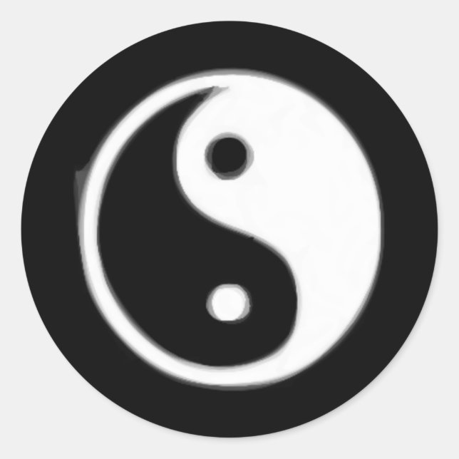 Black  and white Taojitu Classic Round Sticker (Front)