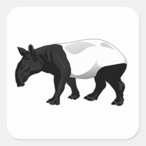 Black and White Tapir Square Sticker