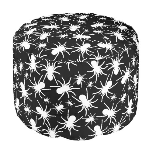 Black and White Tarantula Spider Pattern Pouf