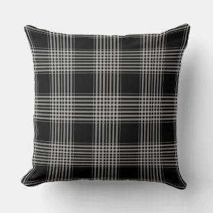 Black and White Tartan Buffalo Plaid Throw Pillow