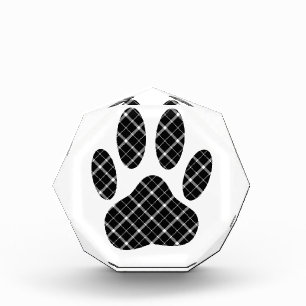 Black And White Tartan Dog Paw Print Acrylic Award