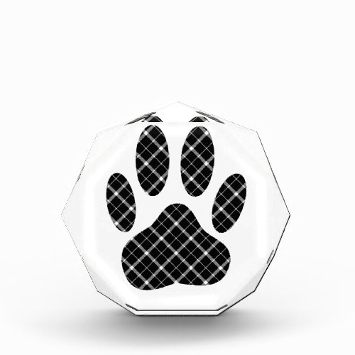 Black And White Tartan Dog Paw Print Acrylic Award