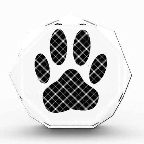 Black And White Tartan Dog Paw Print Award