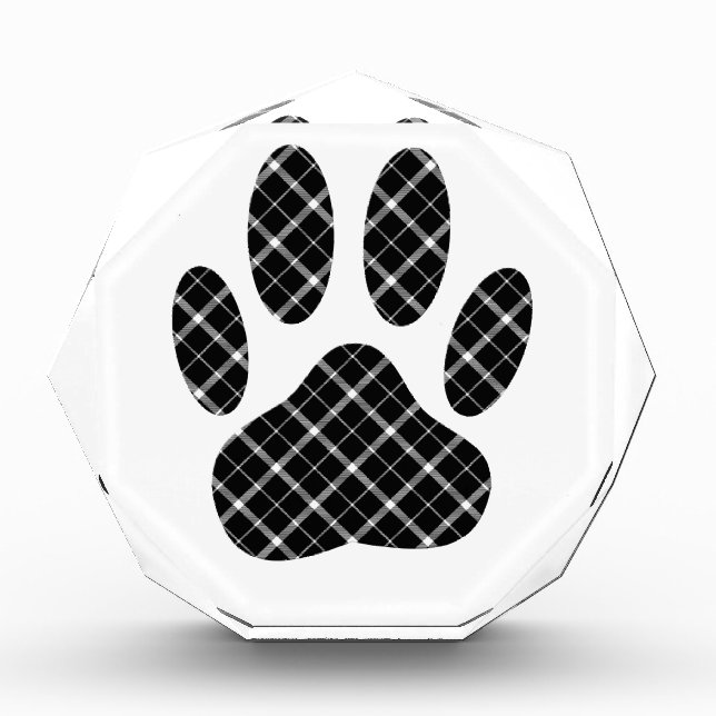 Black And White Tartan Dog Paw Print Award (Front)