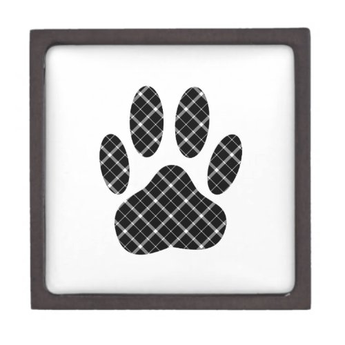 Black And White Tartan Dog Paw Print Gift Box