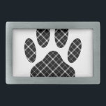 Black And White Tartan Dog Paw Print Rectangular Belt Buckle<br><div class="desc">A black and white dog paw print.  Original diamond tartan pattern.</div>