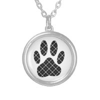 Black And White Tartan Dog Paw Print