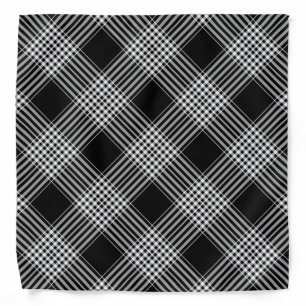 Black And White Tartan Plaid Bandana
