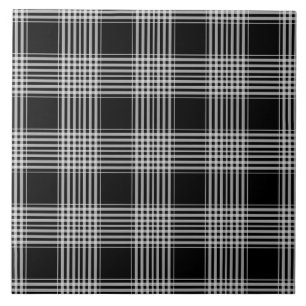 Black and White tartan plaid Ceramic Tile