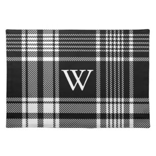 Black and White Tartan Plaid Cloth Placemat