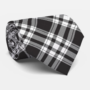 Black and White Tartan Plaid Gingham Pattern  Neck Tie