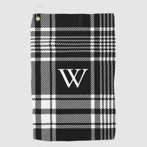 Black and White Tartan Plaid Golf Towel