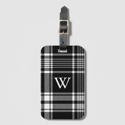 Black and White Tartan Plaid Luggage Tag