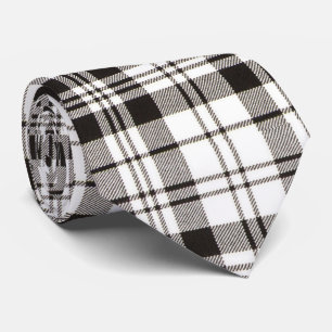 Black and White Tartan Plaid Pattern Neck Tie