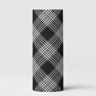 Black And White Tartan Plaid Pillar Candle