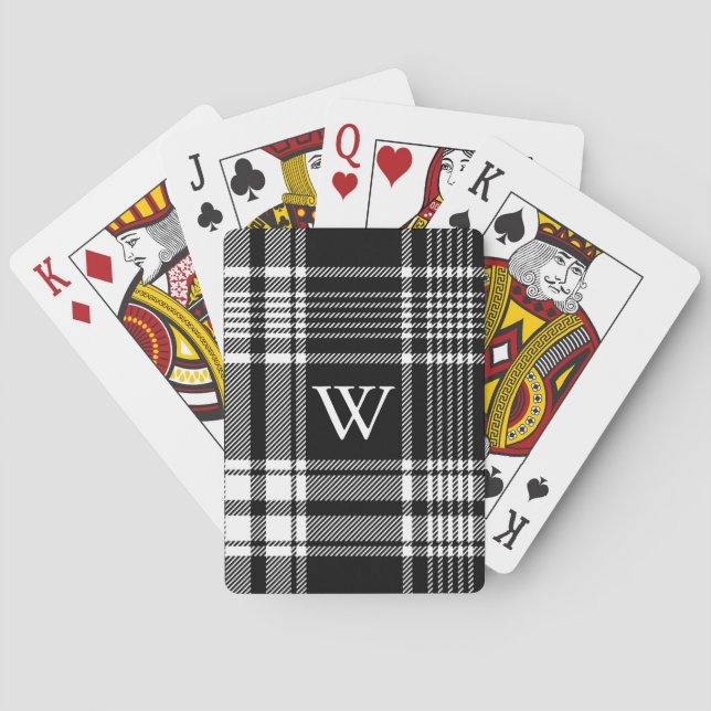 Black and White Tartan Plaid Poker Cards (Back)