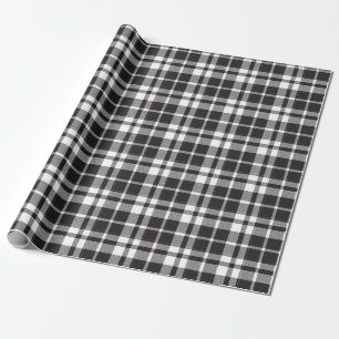 Black and White Tartan Scotland Seamless Plaid Wrapping Paper
