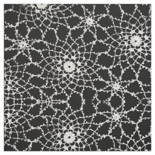 Black And White Tatted Lace Design Fabric