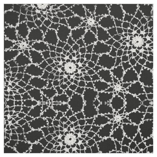 Black And White Tatted Lace Design Fabric