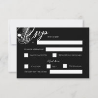 Black And White Tattoo Gothic Wedding Rsvp Card
