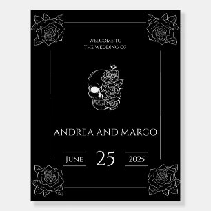 Black And White Tattoo Gothic Wedding Welcome Sign