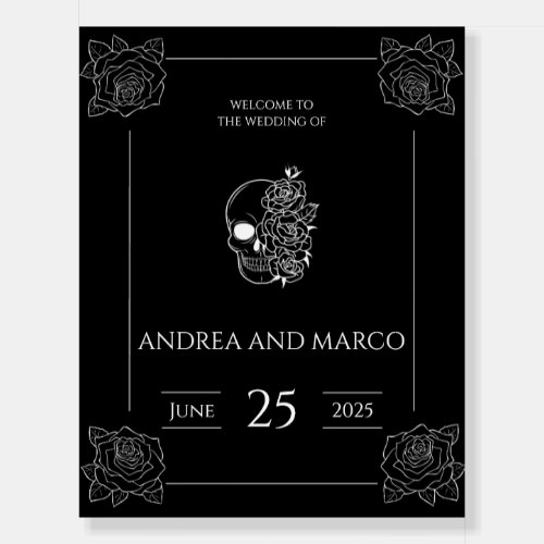 Black And White Tattoo Gothic Wedding Welcome Sign