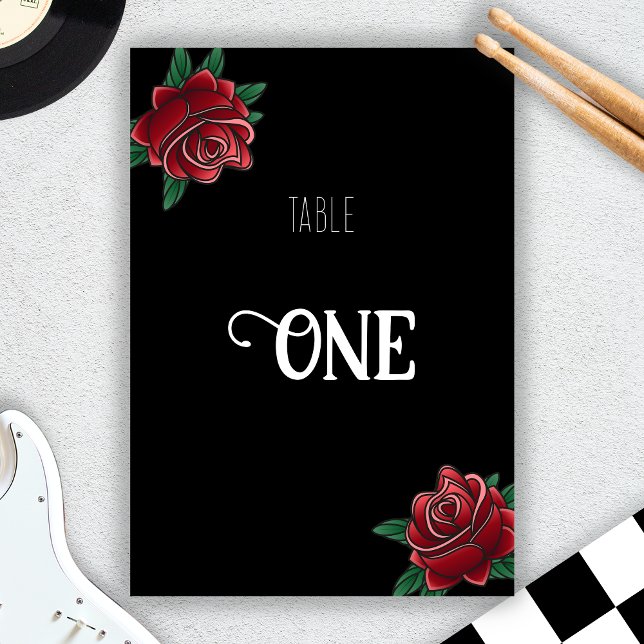 Black and White Tattoo Old School Invitation Table Number (Black and White Tattoo Old School Invitation Table Number)