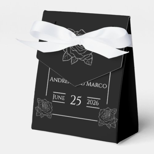 Black And White Tattoo Rose Wedding Invitation Favor Boxes