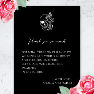 Black And White Tattoo Skull Wedding Thank You Card