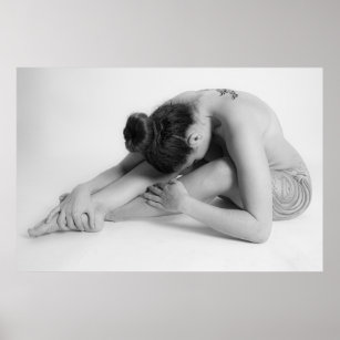 Black and White tattoo yoga girl Poster