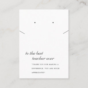 BLACK AND WHITE TEACHER GIFT NECKLACE EARRING CARD