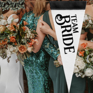 Black and White Team Bride Pennant  Flag