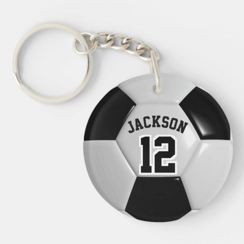 Black and White Team Soccer   Ball  Keychain