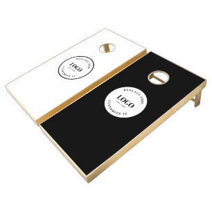 Black and white teams Custom Company Logo  Cornhole Set