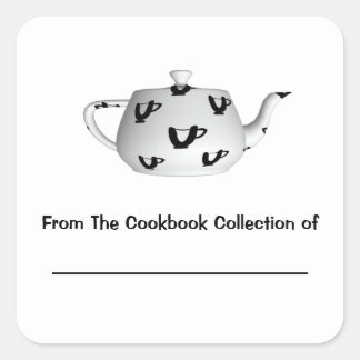 Black And White Teapot Personalized Bookplate