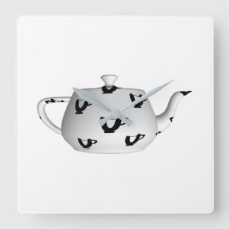 Black And White Teapot Square Wall Clock