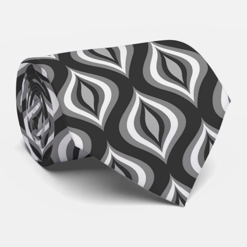 Black And White Teardrops Geometric Pattern Tie